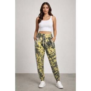 LF Yellow and gray tie-dye women’s sweatpants joggers in Size S
